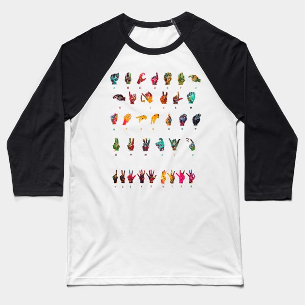 Sign Language Alphabet Baseball T-Shirt by erzebeth